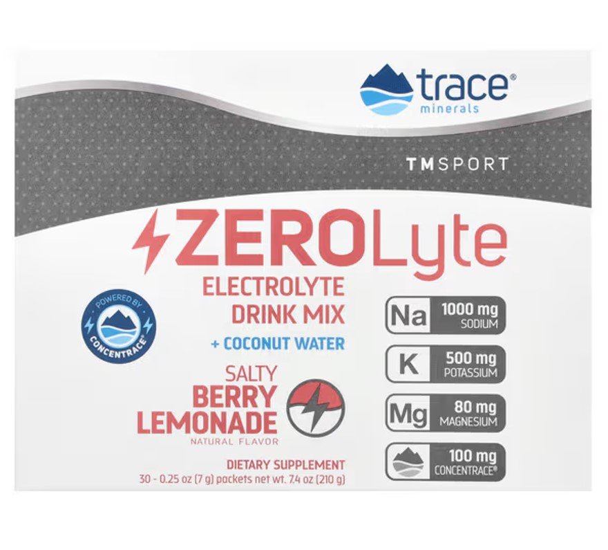 Trace Minerals ZEROLyte, Salty Berry Lemonade - 30 paketėlių, sporto maisto papildas