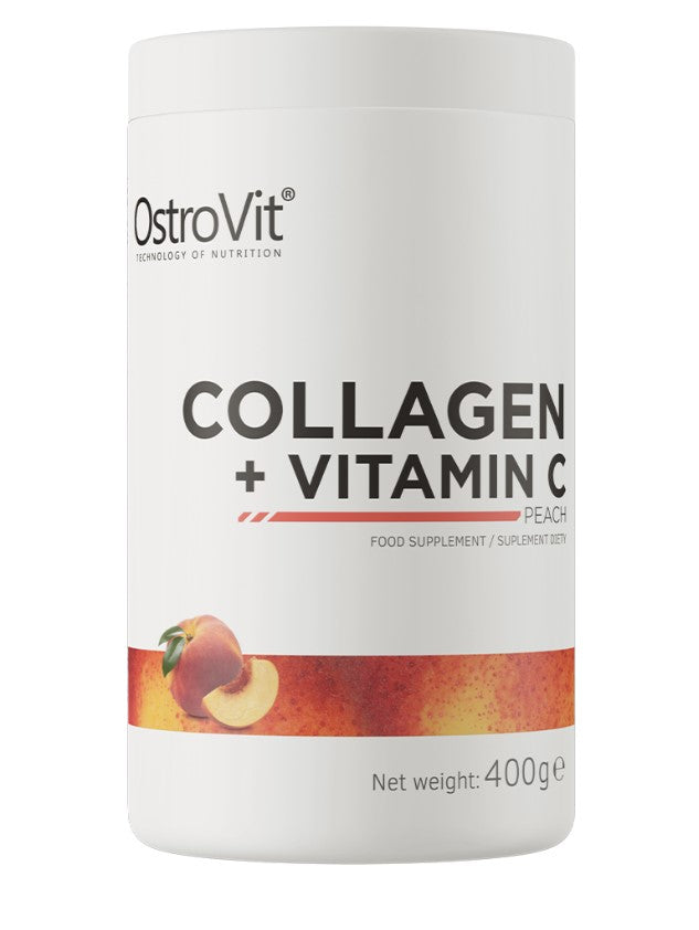 OstroVit kolageno ir vitamino C papildas, persikų skonio, 400 g