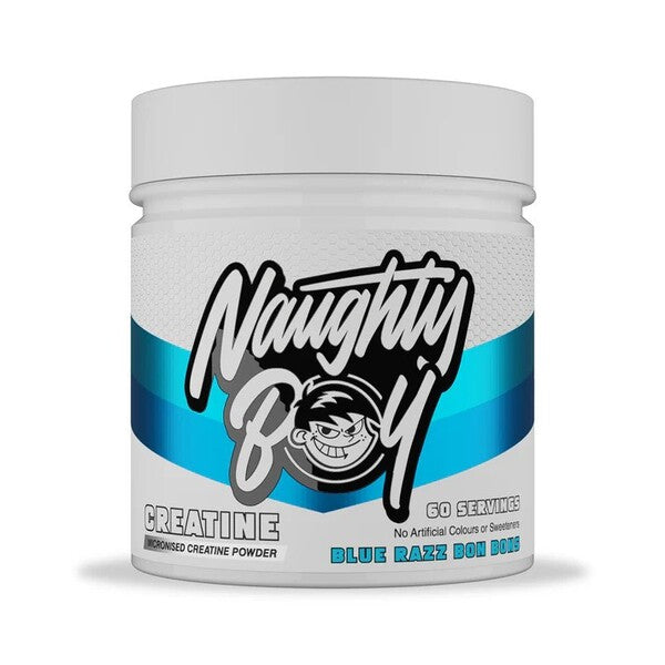 Naughty Boy Creatine, Blue Razz Bon Bons - 300 gramų, sporto papildas