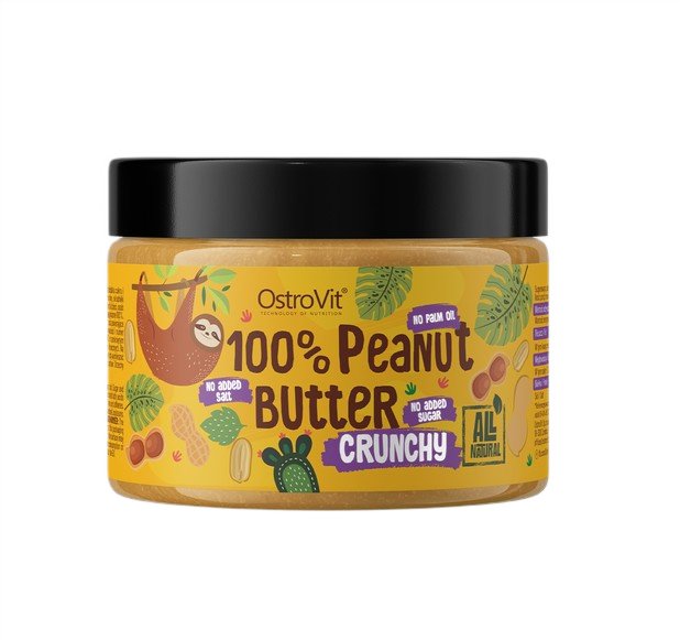 OstroVit 100% Peanut Butter, Crunchy - 500 gramų