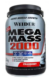 Weider Mega Mass 2000, Braškių skonio, 1500 g, maisto papildas