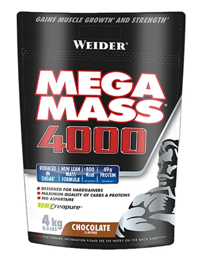 Weider Mega Mass 4000, šokolado skonio, 4000 g maisto papildas