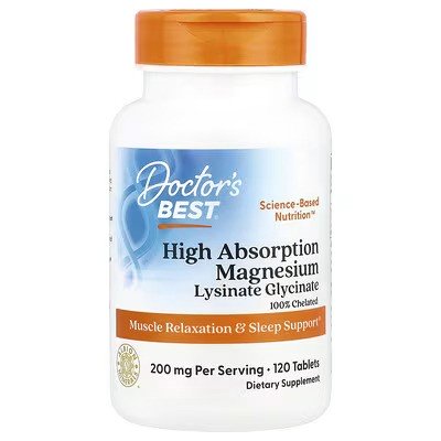 Doctor's Best High Absorption Magnesium, 200mg - 120 tablečių