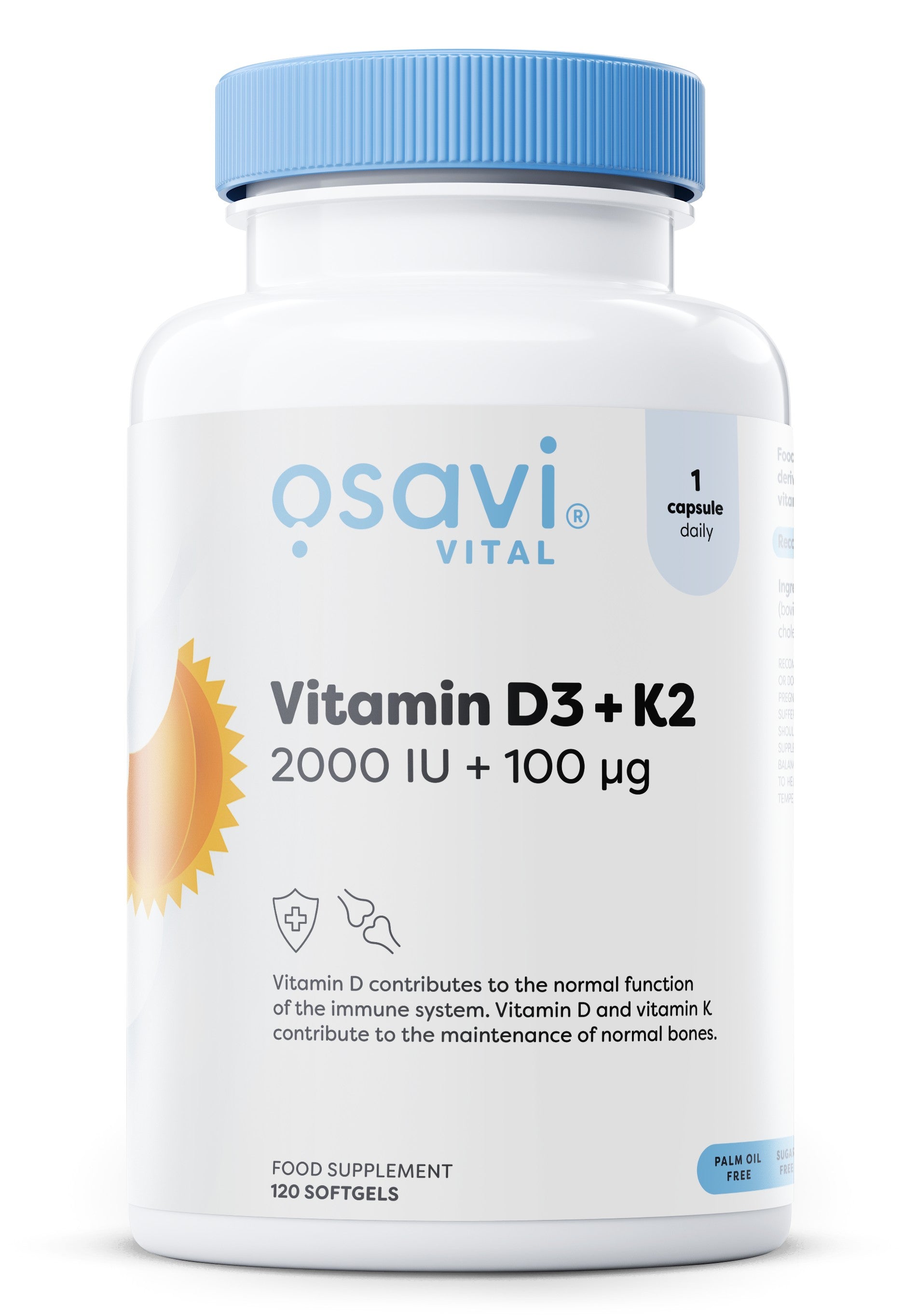 Osavi Vitamin D3 + K2, maisto papildas, kapsulės