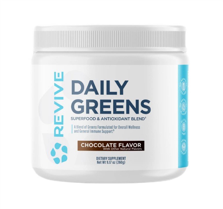 Revive Daily Greens milteliai šokolado skonio