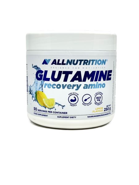 Allnutrition Glutamine Recovery Amino, Lemon - 250 g maisto papildas