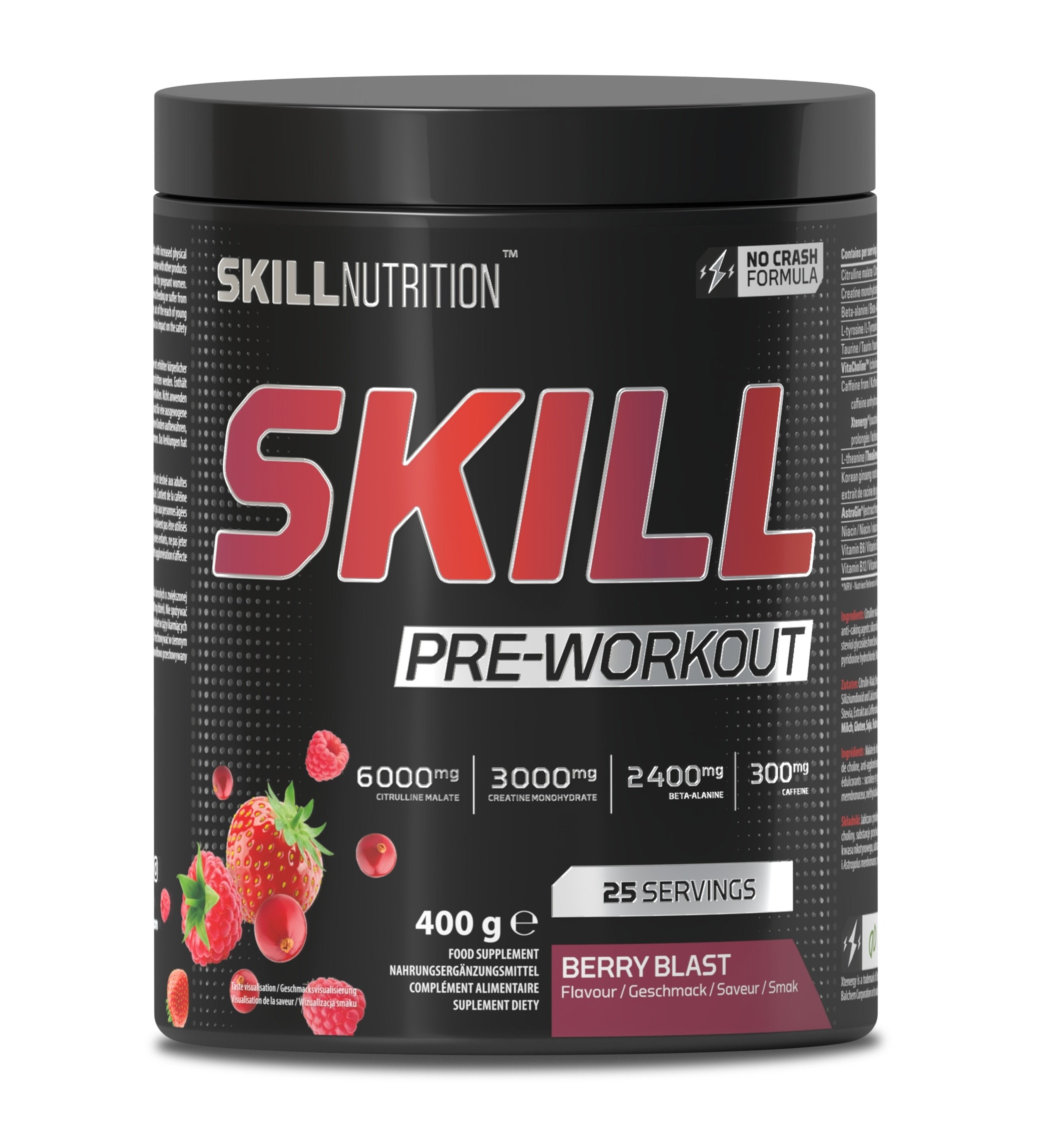 Skill Nutrition Skill Pre-Workout, Berry Blast - 400 gramų