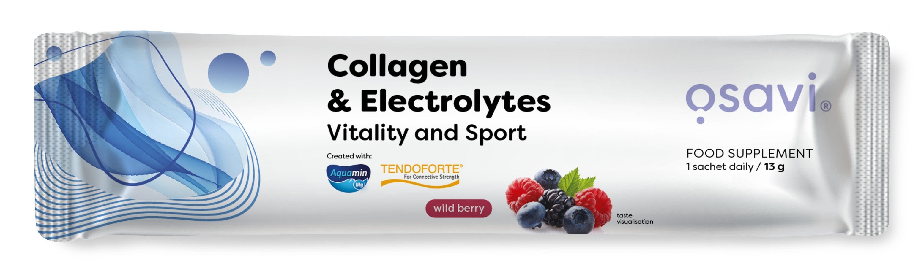Osavi Collagen Electrolytes Vitality and Sport, Wild Berry - 13 gramų (1 serving)