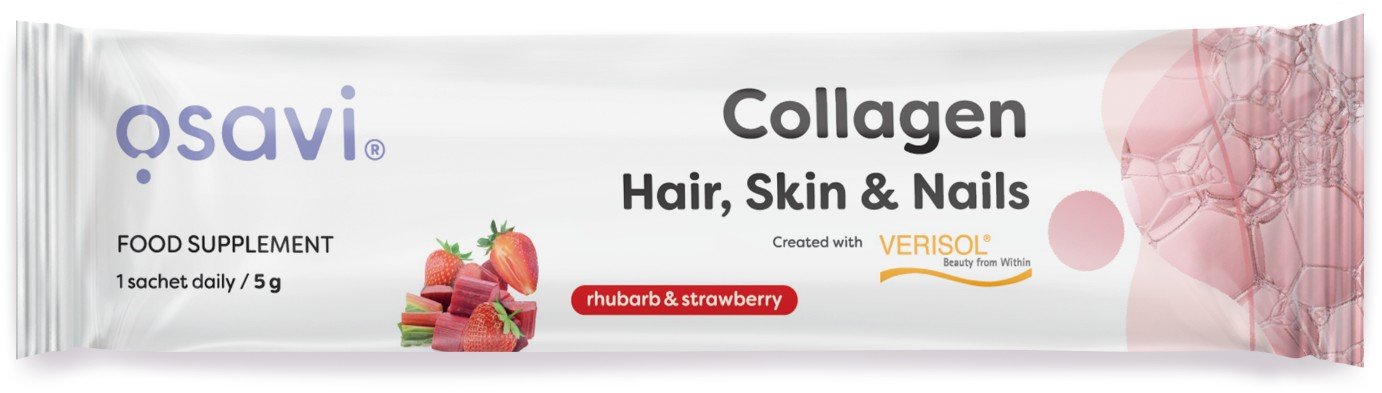 Osavi Collagen Peptides (Hair Skin & Nails), Rhubarb & Strawberry - 5 gramų (1 serving)
