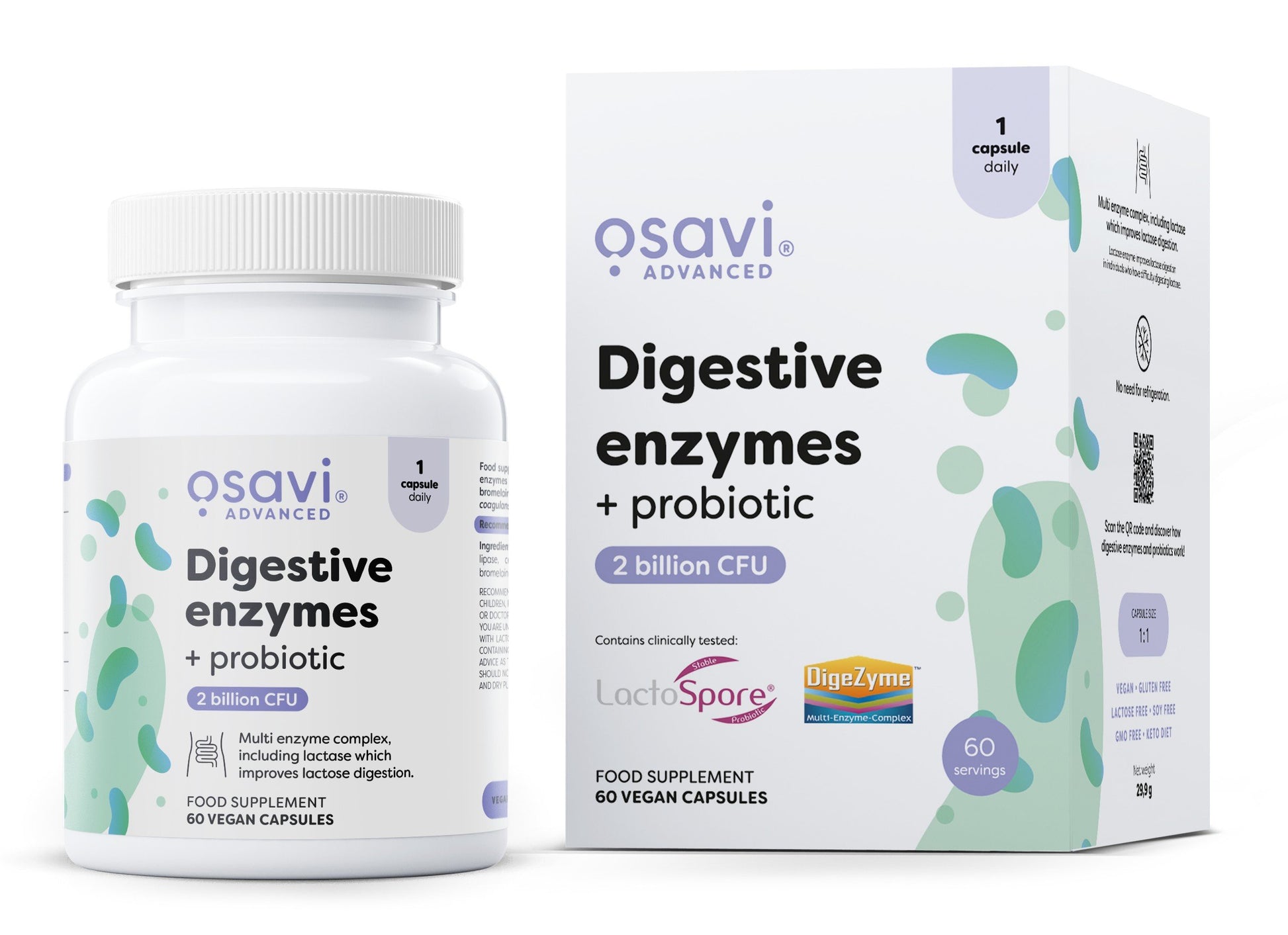 Osavi Digestive enzymes + probiotic kapsulės