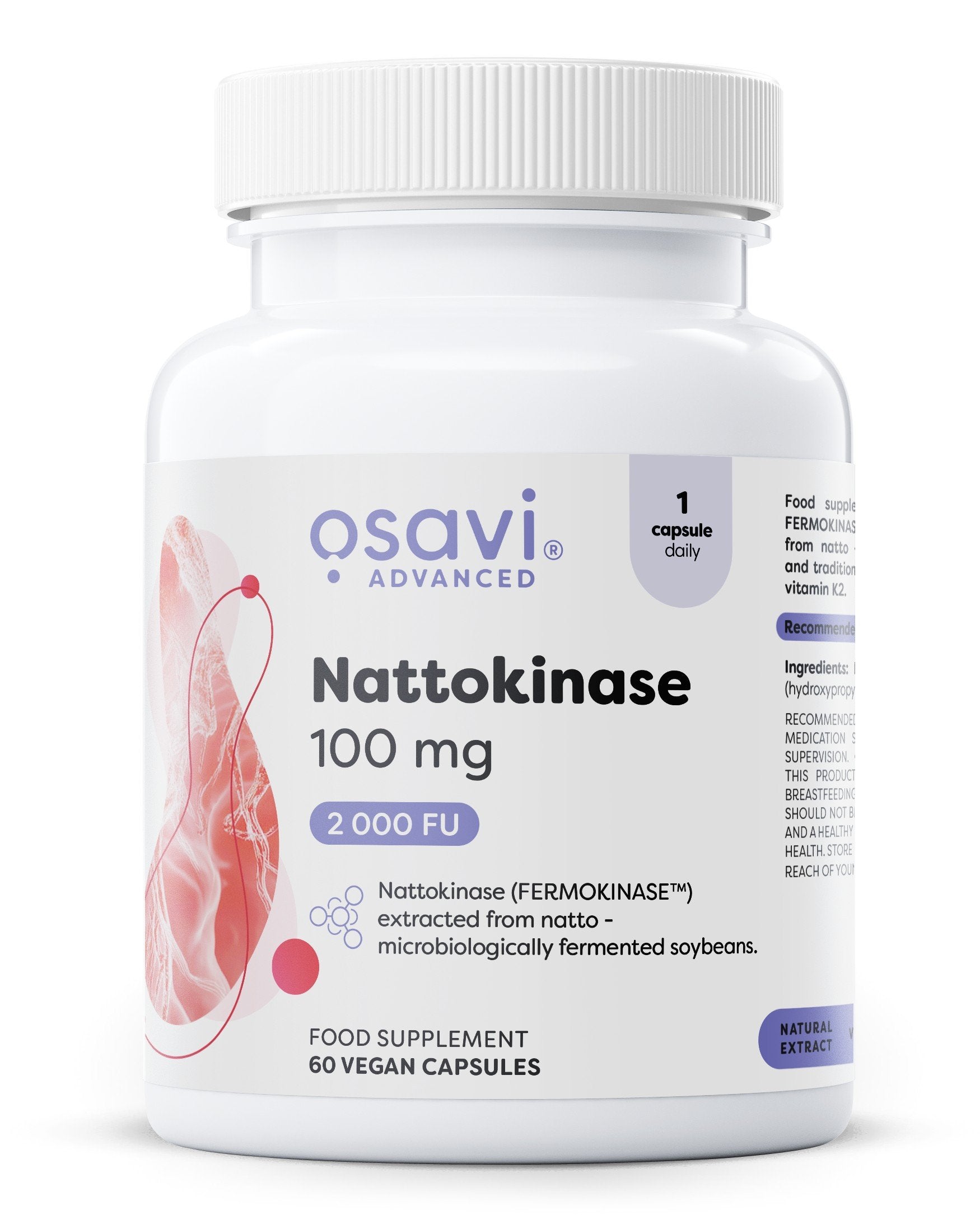 Osavi Nattokinase, 100mg - 60 kapsulių, maisto papildas sveikatai