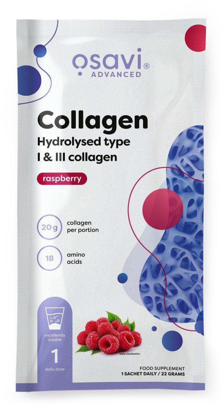 Osavi Collagen Hydrolysed Type I & III, Raspberry - 22 gramų (1 serving)