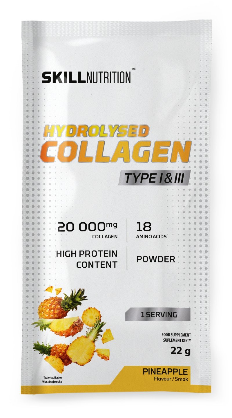 Skill Nutrition Hydrolysed Collagen Type I & III, Pineapple - 22 gramų (1 serving)