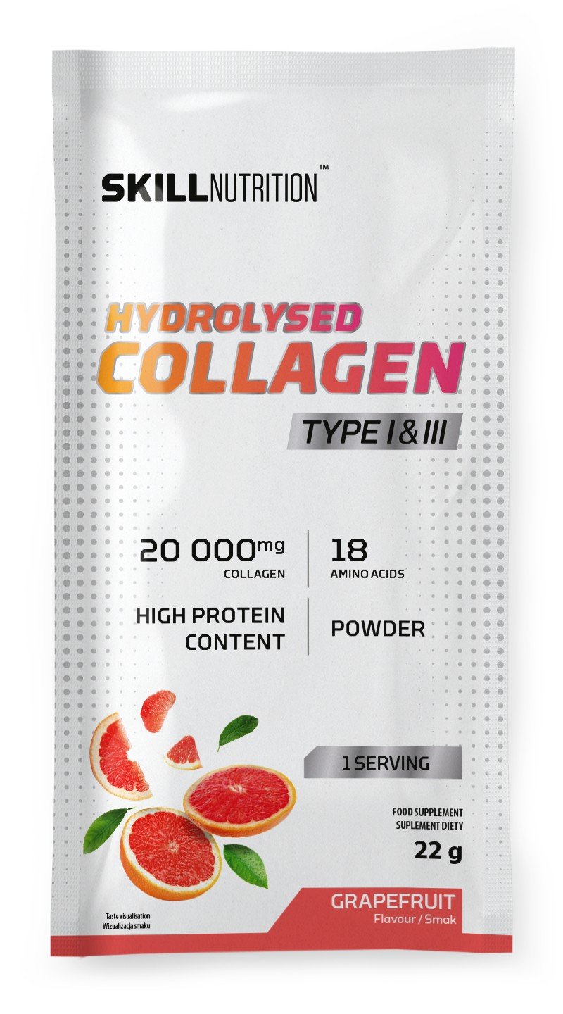 Skill Nutrition Hydrolysed Collagen Type I & III, Grapefruit - 22 gramų (1 serving)