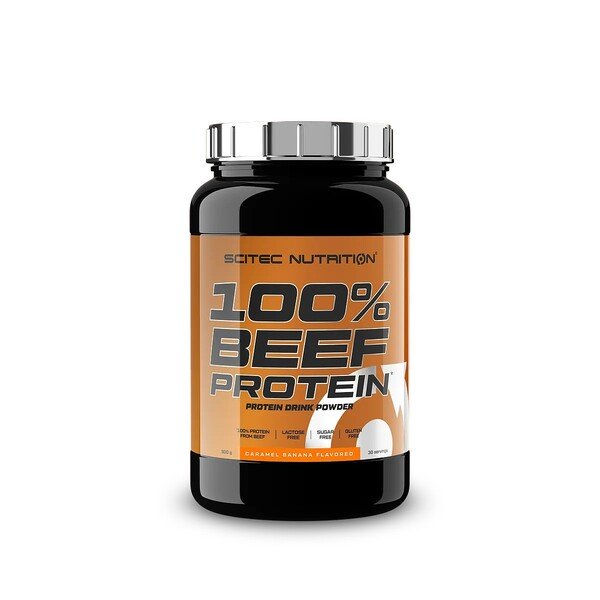 SciTec 100% Beef Protein, Caramel Banana - 900 gramų
