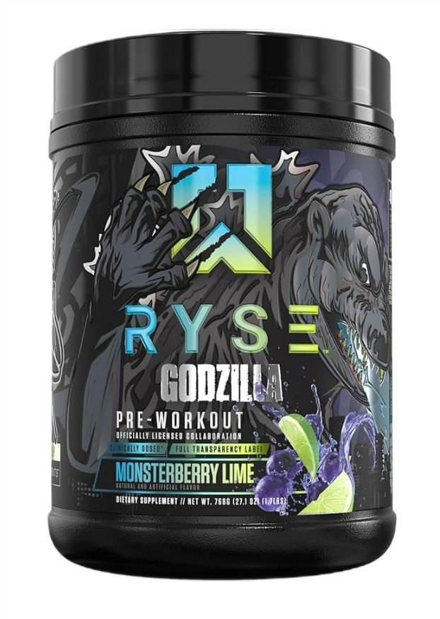 RYSE Godzilla Pre-Workout, Monsterberry Lime - 768 gramų, sporto papildas