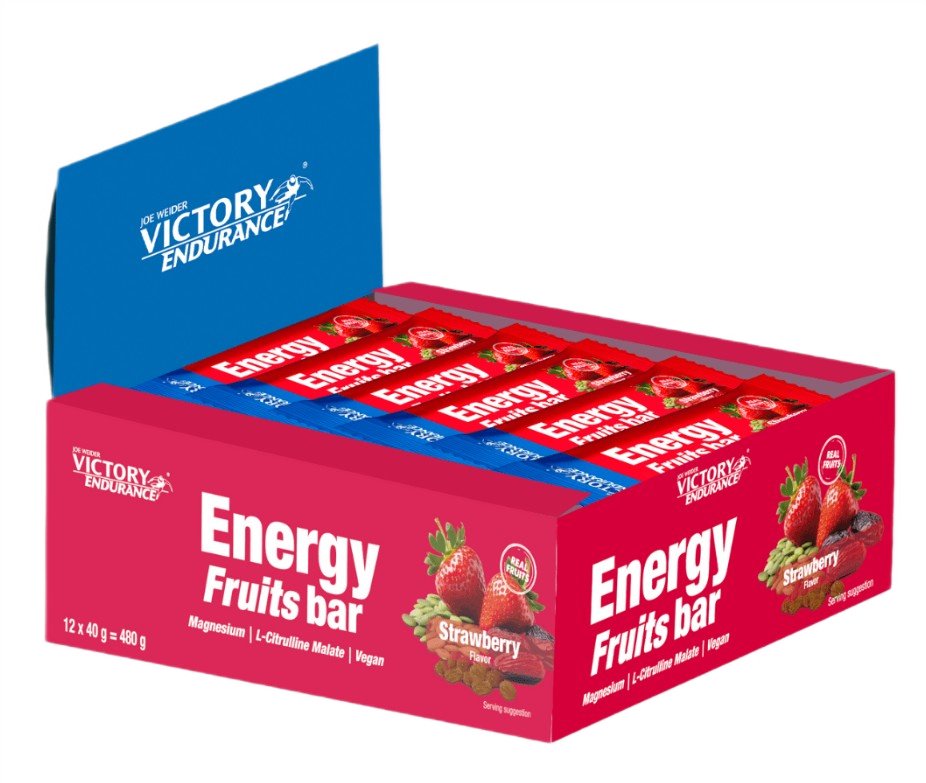 Weider Joe Victory Endurance Energy Fruits Bar, Strawberry - 12 x 40g