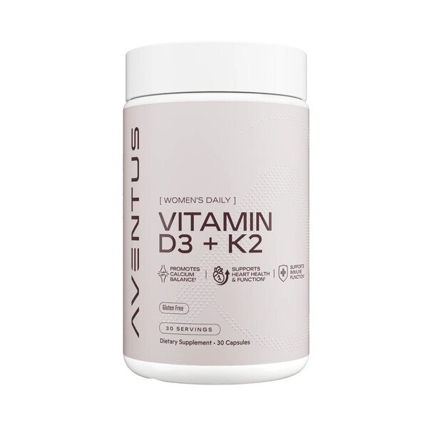 Aventus Supplements Vitamin D3 + K2 - 30 kapsulių