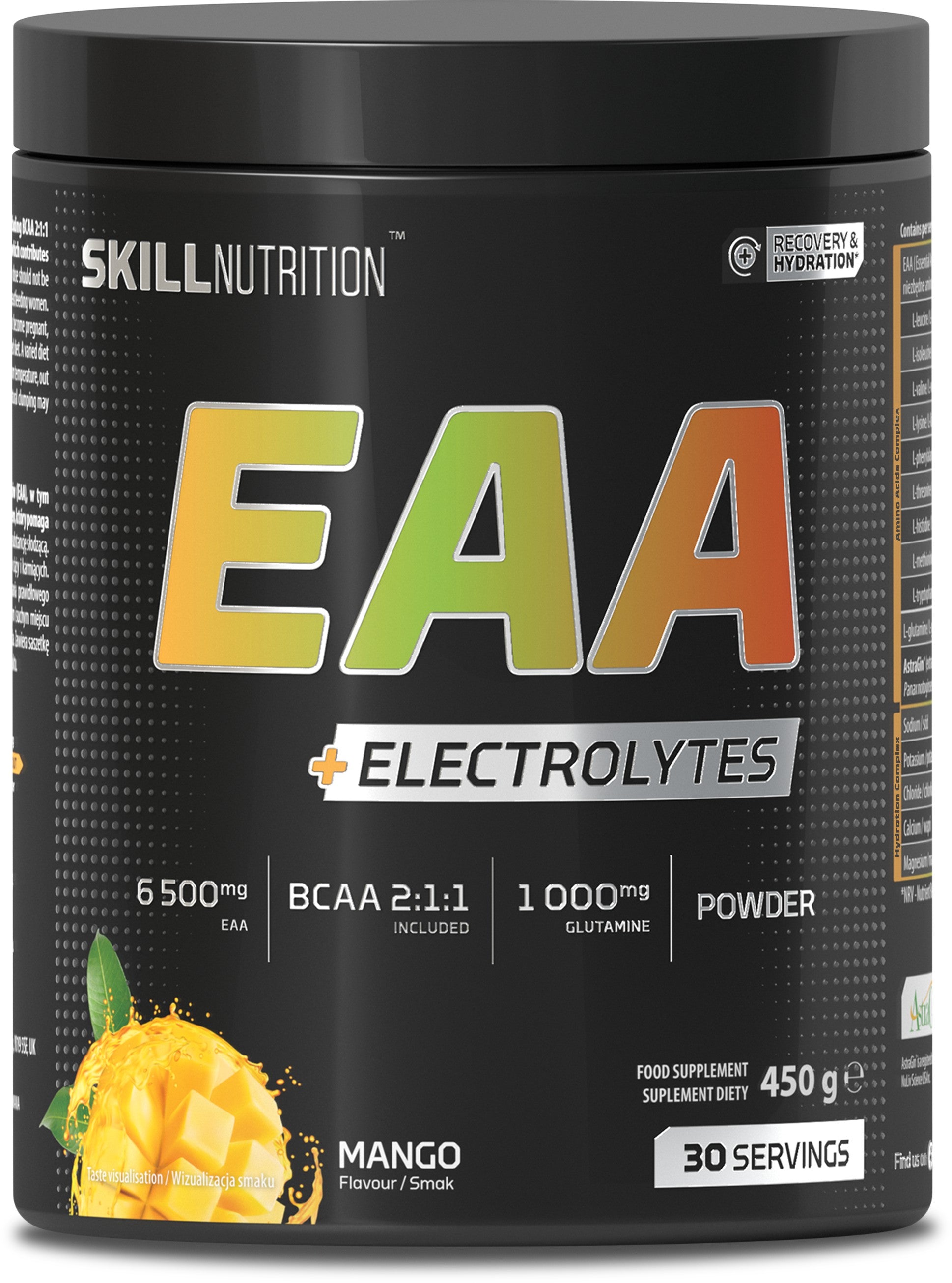 Skill Nutrition EAA + Electrolytes, Mango - 450 gramų