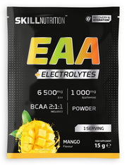 EAA + elektrolitai mangų skonio maisto papildo pakuotė