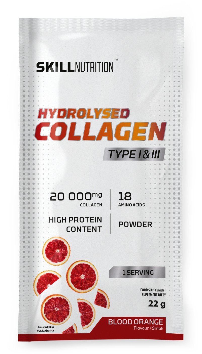 Skill Nutrition Hydrolysed Collagen Type I & III, Blood orange - 22 gramų (1 serving)