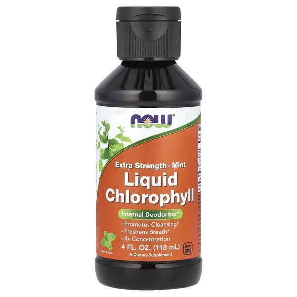 NOW Foods skystas chlorofilas, mėtinė, 118 ml