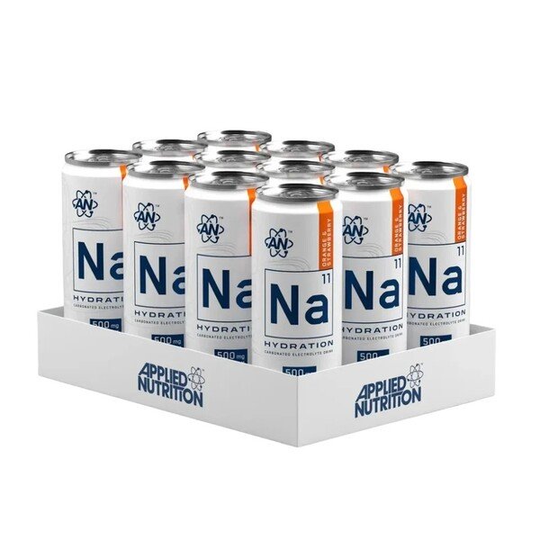 Applied Nutrition Na11 hidratacijos skardinės, apelsinas ir braškės, 12 vnt., sporto papildas